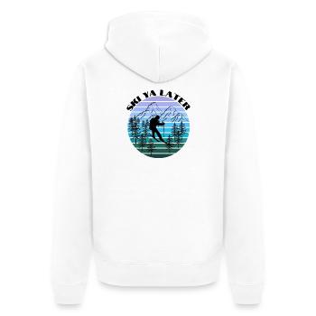 Ski Ya Later - Skiing Winter Sports - Unisex Premium Bio Zip Hoodie - Weiß - Hinten - Thijin (182cm)