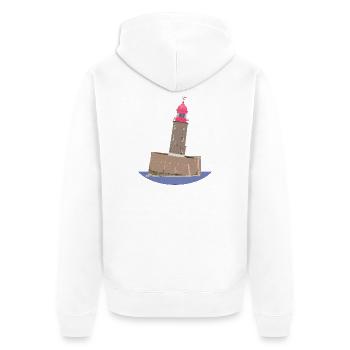 Der schiefe Turm von Bremerhaven ohne Text - Unisex Premium Bio Zip Hoodie - Weiß - Hinten - Thijin (182cm)