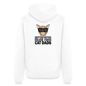 Cat Papa Father Cats Pet Owner Gift - Unisex Premium Organic Zip Hoodie - white - Back - Thijin (182cm)