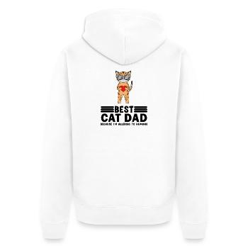 Cat Papa Father Cats Pet Owner Gift - Unisex Premium Organic Zip Hoodie - white - Back - Thijin (182cm)