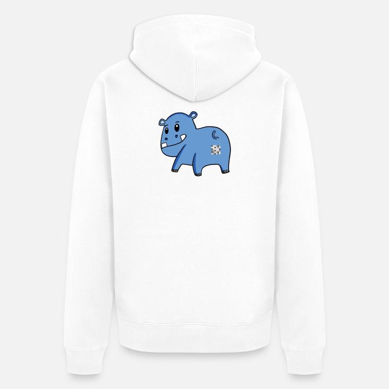 Hippo Ass - Hippopotame Butt - Veste à capuche bio Premium Unisexe - blanc