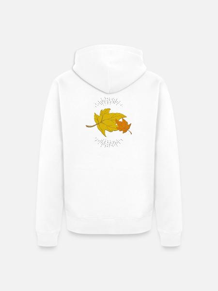 Herbstblatt mit Strahlen - Unisex Premium Bio Zip Hoodie - Weiß