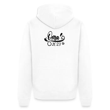 Oma 2023 - Werdende Oma 2023 - Unisex Premium Bio Zip Hoodie - Weiß - Hinten - Thijin (182cm)