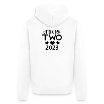 Zwillinge Schwanger Schwangerschaft 2023 - Unisex Premium Bio Zip Hoodie - Weiß - Hinten - Thijin (182cm)