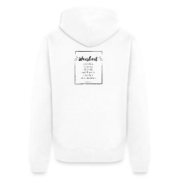 Weisheit erwerben ist besser als Gold - Unisex Premium Bio Zip Hoodie - Weiß - Hinten - Thijin (182cm)