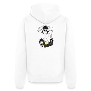 Heirat Meme Lustig - Unisex Premium Bio Zip Hoodie - Weiß - Hinten - Thijin (182cm)