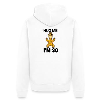 30 birthday - 30 years - hug - Unisex Premium Organic Zip Hoodie - white - Back - Thijin (182cm)