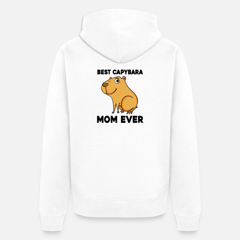 Capybara Mama Wasserschwein - Veste à capuche bio Premium Unisexe - blanc