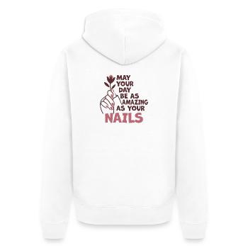 May Your Day Be As Amazing Nageltante - Unisex Premium Bio Zip Hoodie - Weiß - Hinten - Thijin (182cm)