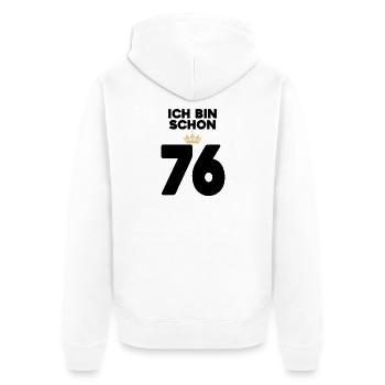 76 Geburtstag - 76 Jahre mit Krone - Unisex Premium Bio Zip Hoodie - Weiß - Hinten - Thijin (182cm)