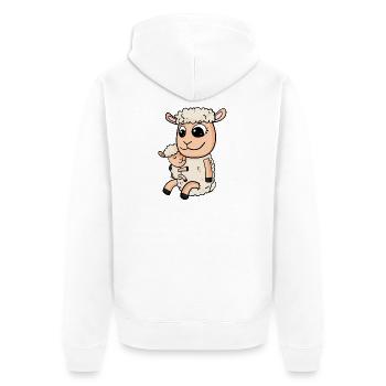 Schaf mit Baby Schaf - Unisex Premium Bio Zip Hoodie - Weiß - Hinten - Thijin (182cm)