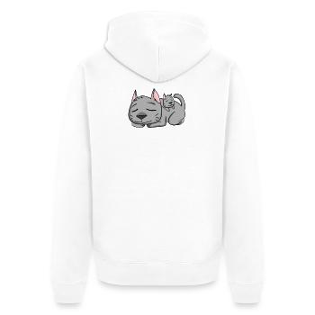 Katze mit Baby Katze - Unisex Premium Bio Zip Hoodie - Weiß - Hinten - Thijin (182cm)