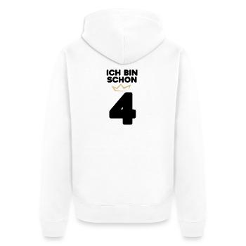 4 Geburtstag - 4 Jahre mit Krone - Unisex Premium Bio Zip Hoodie - Weiß - Hinten - Thijin (182cm)