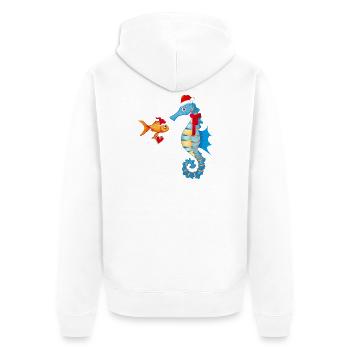Poissons et hippocampes dans l’ de Noël - Veste à capuche bio Premium Unisexe - blanc - Dos - Thijin (182cm)