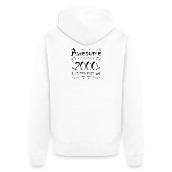 2000 - Jahrgang 2000 - Fantastisch seit 2000 - Unisex Premium Bio Zip Hoodie - Weiß - Hinten - Thijin (182cm)