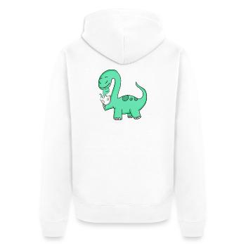 Dinosaur with baby dinosaur - Unisex Premium Organic Zip Hoodie - white - Back - Thijin (182cm)