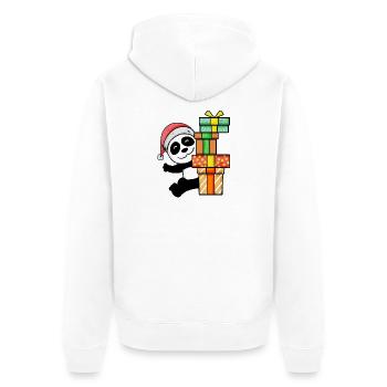 Panda de Noël avec cadeaux - Veste à capuche bio Premium Unisexe - blanc - Dos - Thijin (182cm)