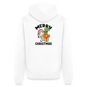 Joyeux moutons de Noël avec cadeaux - Veste à capuche bio Premium Unisexe - blanc - Dos - Thijin (182cm)