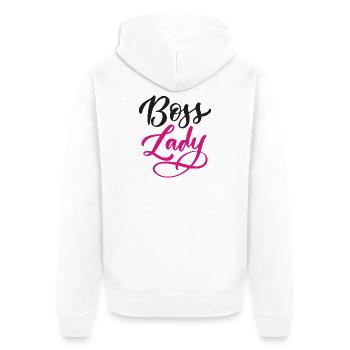 Lady Bos-s - Unisex Premium Organic Zip Hoodie - white - Back - Thijin (182cm)