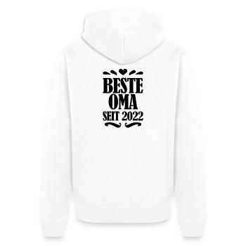 Beste Oma seit 2022 - Unisex Premium Bio Zip Hoodie - Weiß - Hinten - Thijin (182cm)
