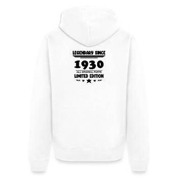 1930 - Jahrgang 1930 - Unisex Premium Bio Zip Hoodie - Weiß - Hinten - Thijin (182cm)