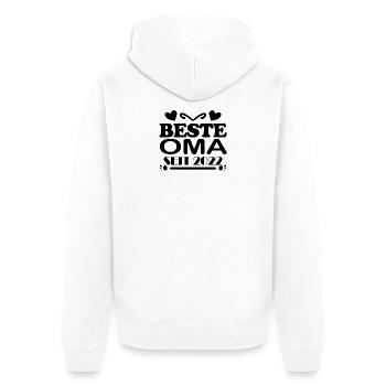 Beste Oma seit 2022 - Unisex Premium Bio Zip Hoodie - Weiß - Hinten - Thijin (182cm)