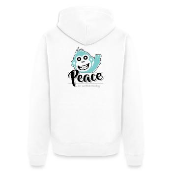 Frieden, Liebe und Verständnis - Unisex Premium Bio Zip Hoodie - Weiß - Hinten - Thijin (182cm)