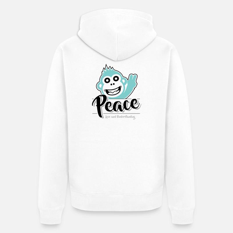 Frieden, Liebe und Verständnis - Unisex Premium Bio Zip Hoodie - Weiß