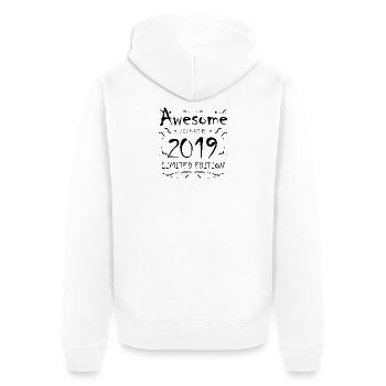 2019 - Vintage 2019 - Fantastic since 2019 - Unisex Premium Organic Zip Hoodie - white - Back - Thijin (182cm)
