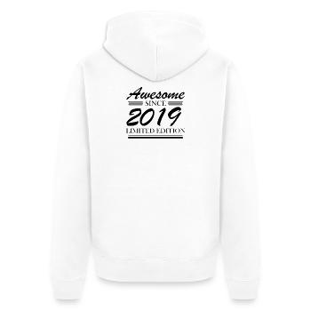 2019 - Year of birth 2019 - Year of birth 2019 - Unisex Premium Organic Zip Hoodie - white - Back - Thijin (182cm)
