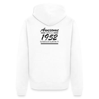 1952 - Jahrgang 1952 - Geburtsjahr 1952 - Unisex Premium Bio Zip Hoodie - Weiß - Hinten - Thijin (182cm)