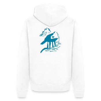 Abstrakt - Unisex Premium Bio Zip Hoodie - Weiß - Hinten - Thijin (182cm)
