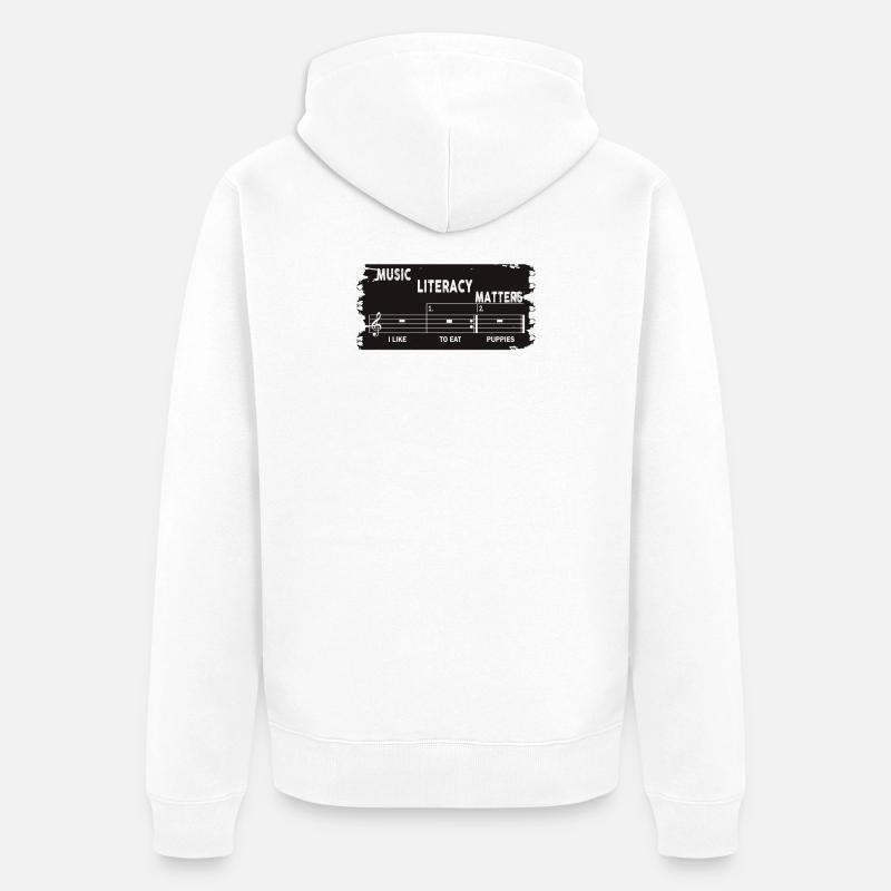 La littératie musicale, ça compte - Veste à capuche bio Premium Unisexe - blanc