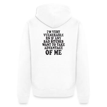 I'm Very Vulnerable RN - Unisex Premium Bio Zip Hoodie - Weiß - Hinten - Thijin (182cm)