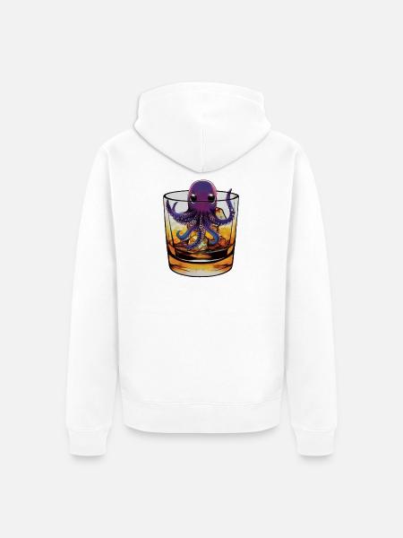 Small squid in whiskey 🥃 - Unisex Premium Organic Zip Hoodie - white