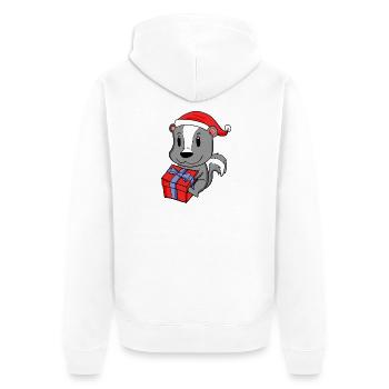Bébé moufette de Noël avec cadeau - Veste à capuche bio Premium Unisexe - blanc - Dos - Thijin (182cm)