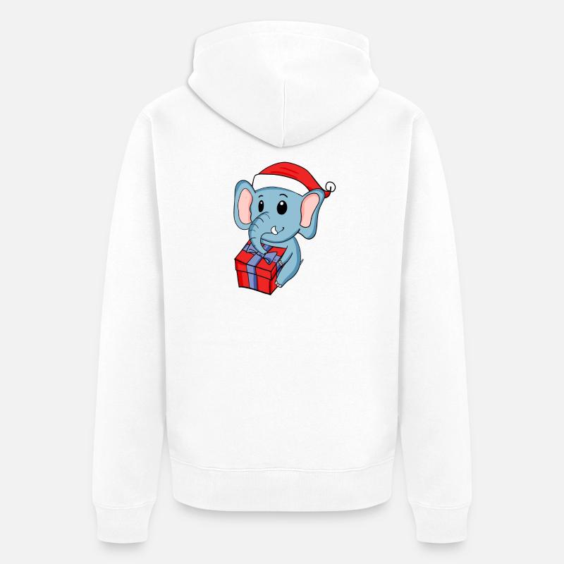 Weihnachten Elefant mit Geschenke - Unisex Premium Bio Zip Hoodie - Weiß