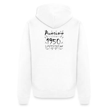 1950 - Jahrgang 1950 - Fantastisch seit 1950 - Unisex Premium Bio Zip Hoodie - Weiß - Hinten - Thijin (182cm)