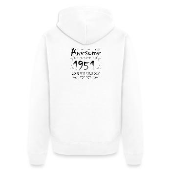 1951 - Jahrgang 1951 - Fantastisch seit 1951 - Unisex Premium Bio Zip Hoodie - Weiß - Hinten - Thijin (182cm)