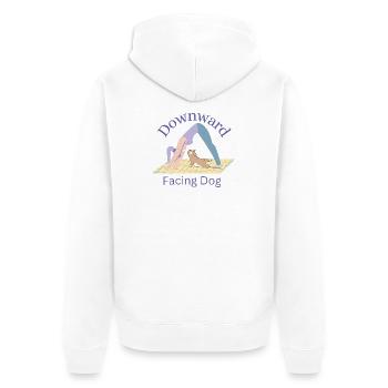 Downward Facing Dog - Yoga Tea - Unisex Premium Organic Zip Hoodie - white - Back - Thijin (182cm)
