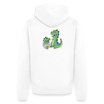 Dinosaure avec bébé dinosaure - Veste à capuche bio Premium Unisexe - blanc - Dos - Thijin (182cm)