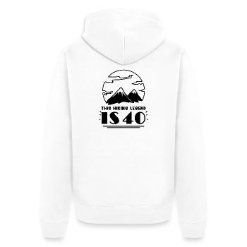 Wandern 40. Geburtstag Wanderer 40 Jahre alt - Unisex Premium Bio Zip Hoodie - Weiß - Hinten - Thijin (182cm)
