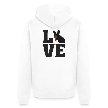 LOVE Muli Esel Liebe Maultier Pferd - Unisex Premium Bio Zip Hoodie - Weiß - Hinten - Thijin (182cm)