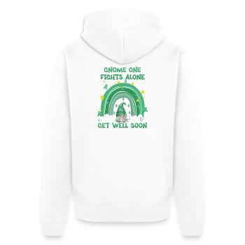 Gnome One Fights Alone Liver Cancer - Unisex Premium Organic Zip Hoodie - white - Back - Thijin (182cm)