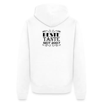 Beste Tante seit 2007 - Unisex Premium Bio Zip Hoodie - Weiß - Hinten - Thijin (182cm)