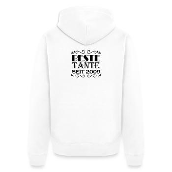 Beste Tante seit 2009 - Unisex Premium Bio Zip Hoodie - Weiß - Hinten - Thijin (182cm)
