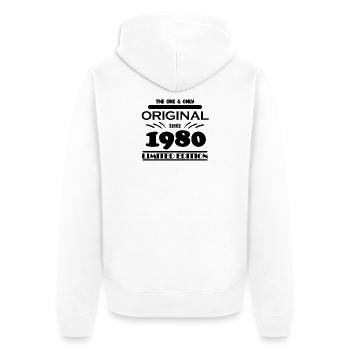 1980 - Year of construction 1980 - Born 1980 - Unisex Premium Organic Zip Hoodie - white - Back - Thijin (182cm)