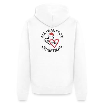 All I want for Christmas is you t-shirt design - Unisex Premium Bio Zip Hoodie - Weiß - Hinten - Thijin (182cm)