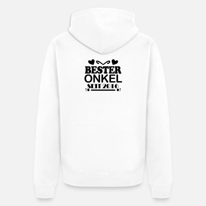 Bester Onkel seit 2016 - Unisex Premium Bio Zip Hoodie - Weiß