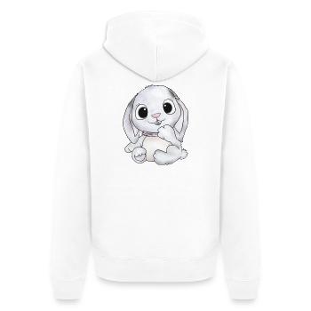 häschen in grau - Unisex Premium Bio Zip Hoodie - Weiß - Hinten - Thijin (182cm)